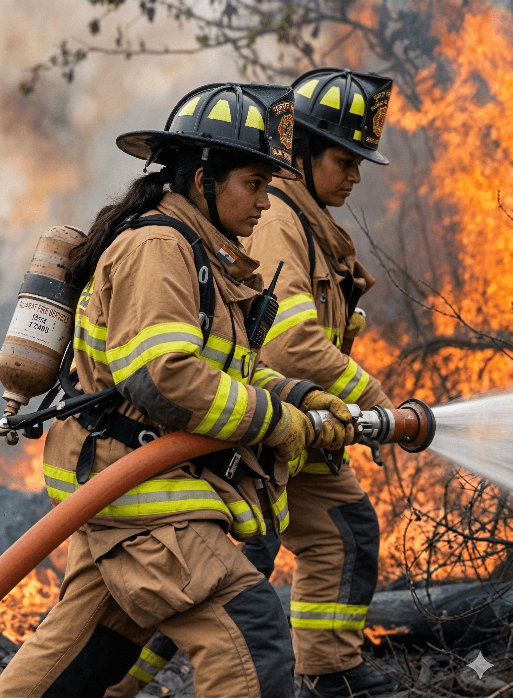 Firefighter with hose